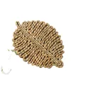 Handwoven leaf-shaped straw placemat in natural light brown for heat insulation - Small (25x16cm) / Natural Plant Color