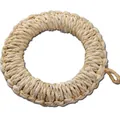 Handwoven natural round straw placemat with hanging loop for kitchen tabletop heat protection - Small / Corn Husk Material