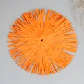 Macro detail of round orange woven paper placemat with stylish fringed tassels - Diameter 30 / Orange