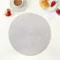 Detail of round woven heat-resistant placemat in light grey for stylish table setting - 38cm / Bright Silver
