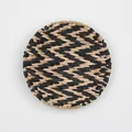 Macro shot of circular woven wall decor featuring black and natural straw fiber patterns - Small / A1 / Black Diagonal Texture