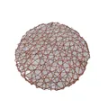 Handwoven round rose gold hollow placemat with minimalist decorative mesh pattern - Round / Glossy Brown