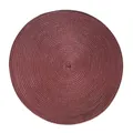 Detailed macro view of deep red woven circular placemat with spiral texture and clean edges - 38cm / Glossy Brown
