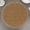Round woven table mat with cork edge, minimalist natural insulation placemat for dining - 38cm / Brown