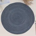 Blue round woven placemat with heat-resistant spiral texture for minimalist dining decor - Blue Gray
