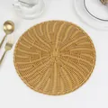 Macro detail of round woven placemat with intricate concentric heat-resistant texture - Round Style / 30cm