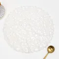 Handmade white woven round table mat with light paper rope texture for dining decor - Round / Bleached White
