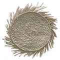 Handwoven round beige placemat with long fringe tassels in Bohemian style decor - Tassel Beige