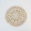 Handcrafted corn husk floral placemat in natural cream white with woven petals - Corn Husk Flower / 30cm / Original Color