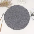 Handwoven round dark grey placemat with spiral texture for Nordic dining table decor - Dark Gray