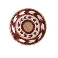 Round bohemian woven wall basket decor in vintage red and natural white fiber - Small / A2 / Bohemian Red White Natural