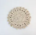 Handwoven flower shaped corn husk placemat in natural cream white finish - Sunflower / 30cm / Original Color