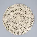 Handcrafted circular corn husk heat resistant placemat in natural beige flower shape - Braided Flower / 38 cm / Original Color
