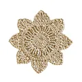 Handwoven cream corn husk placemat in a sunburst pattern for table heat protection - Octagonal Solid Color