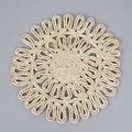 Handwoven round corn husk placemat with petal edge in natural beige finish - Braided Flower / 30cm / Original Color