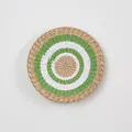Bohemian woven wall decor with green and white concentric circle pattern design - A18