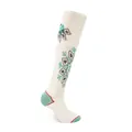 Thick thermal knee-high ski socks with ethnic geometric patterns in off-white wool blend - XS / Kids / White