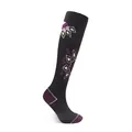 Thick black and purple thermal ski socks with snowflake patterns for winter sports - XS / Kids / Black