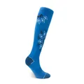 Thermal knee-high ski socks for women featuring blue snowflake patterns and thick knit - S / Adult Women's / Blue