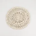 Handwoven cream floral corn husk placemat with detailed spiral and petal pattern - 30cm / Double Tier Divine Flower