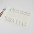 Rectangle woven place mat with beige fringe and dark zigzag embroidery for dining table - 45*30cm / White Paper Bi-color Wave