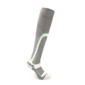 Thickened grey ski socks with mint green accents and reinforced ankle support structure - XS / Kids / Striped Khaki