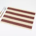 Rectangle woven placemat with beige and dark red stripes for heat resistant dining protection - 45*30cm / Burgundy + Beige Paper