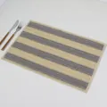 Rectangle woven table mat with grey and beige horizontal stripes and cutout texture - 45*30cm / Gray + Beige Paper