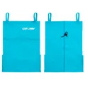 Front and back view of cyan ski face mask with ear loops and adjustable drawstring - One Size / Cyan