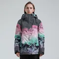 Dames ski-jas met bergprint en trendy kleurverloop in roze en mintgroene tinten - Gradiënt Bergprint (921)