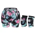 Pink and blue tie-dye ski protective gear set including padded shorts and knee pads - S/M / Tie Dye Pink