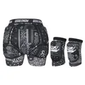 Ski protective gear set including paisley print padded shorts and knee pads for skiing - S/M / Paisley Mickey Motif