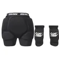 Protective ski gear set featuring black padded shorts and knee pads for impact support - S/M / Black