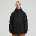 Waterproof black ski jacket with hood and multiple zip pockets for outdoor snow sports - S / Tops / 674-Black