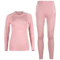 Completo intimo termico da sci senza cuciture rosa con maglia a maniche lunghe e pantaloni - Rosa