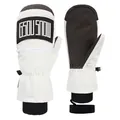 Waterproof thermal ski mittens with black and white color blocking and brand logo - S / White