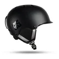 Matte black ski helmet with CS logo, integrated ear pads and adjustable chin strap - M / Black Letter
