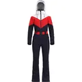 Tuta da sci donna intera slim fit in patchwork bianco, rosso e blu navy con cintura - XS / Top E Pantaloni / Blu navy