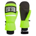 Waterproof neon green ski mittens with durable Kevlar palms and wrist security straps - S / Fluorescent Green