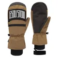 Waterproof earth brown mittens for snowboarding with reinforced palms and zipper pocket - S / Coffee
