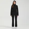 Professioneller Damen Skianzug Einteiler in Schwarz mit verstellbarem Taillengürtel - XS / Oberteil und Unterteil / Schwarz