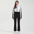 Damen Skianzug Einteiler in Schwarz-Weiß Kontrastdesign mit wasserdichtem Material - XS / Oberteil und Unterteil / Weiß