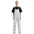 Light grey women's winter ski bib jumpsuit with adjustable straps and front pocket - XS / Bottoms / Light Gray