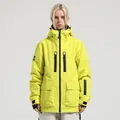Waterproof neon yellow hooded ski jacket with black contrast zippers and multi-pockets - XL / Tops / 673-Yellow