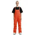 Women's bright orange waterproof ski bib overalls with adjustable straps and front pocket - XS / Bottoms / Orange Red