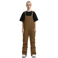 Women's brown insulated cargo ski bib overalls with adjustable buckle straps and chest pocket - XS / Bottoms / Dark Brown