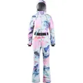 Slim fit waterproof women's ski suit with colorful watercolor camouflage and black belt - XS / Rainbow