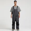Waterproof dark grey ski bib overalls with black reinforced knees and adjustable straps - S / Dark Gray