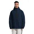 Waterproof navy blue hooded ski jacket for men featuring a windproof multi-pocket design - S / Tops / 676-Navy Blue