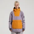Lavender and mustard yellow hooded ski jacket with kangaroo pocket and embroidery logo - L / Tops / Purple Ginger